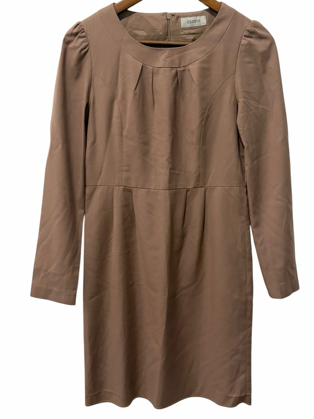 Clovis Soft Brown Pleated Puffed Sleeve Sz Small